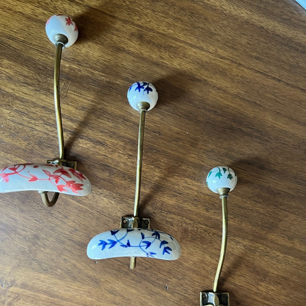 3 Bohemian coat hooks, towel hooks. New from World market, never used.